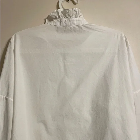 Alex Mill White Ruffle Collar Blouse Button Front Cotton Top Size L - Picture 6 of 13